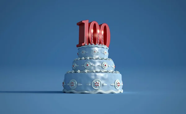 生日蛋糕一百周年纪念日 — 图库照片