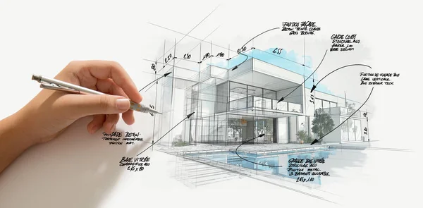 Modern high end architecture project evolution — Stock Photo, Image