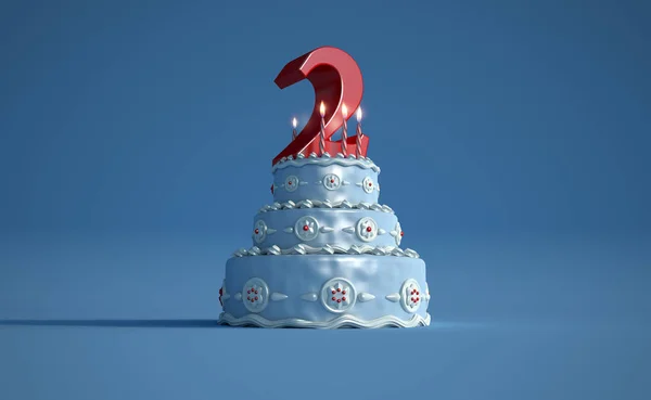 生日蛋糕两周年纪念日 — 图库照片