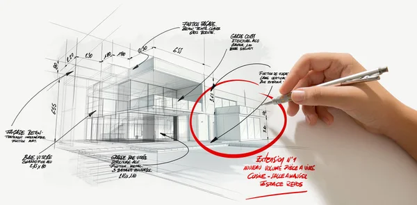 Evolución del proyecto de arquitectura moderna de gama alta —  Fotos de Stock