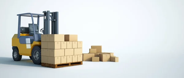 Empilhadeira com caixas — Fotografia de Stock