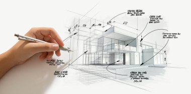 Modern yüksek teknoloji mimari projesi evrimi