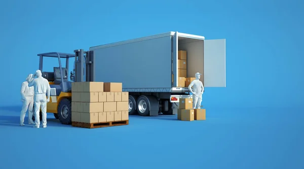 Lasta lastbil på ett lager — Stockfoto