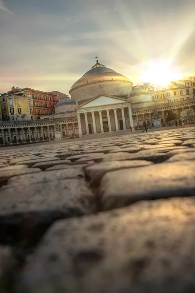 Manhã Cedo Piazza Del Plebiscito Nápoles — Fotografia de Stock