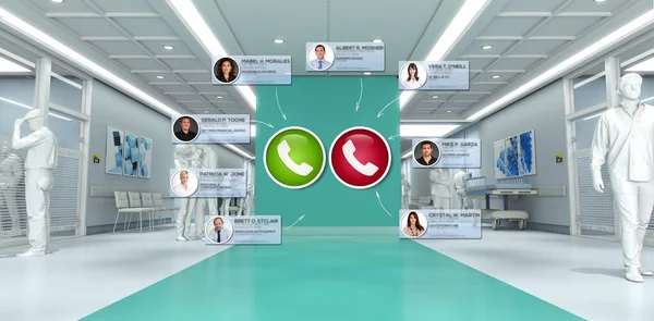Weergave Van Een Ziekenhuisinterieur Met Contacten Een Videoconferentie — Stockfoto