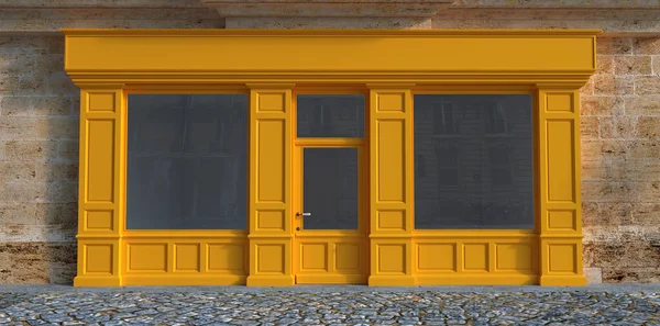 Rendering Einer Traditionellen Schaufensterfassade Mit Lila Holz — Stockfoto