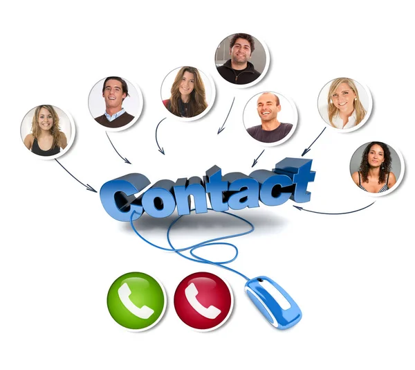 Group Friends Video Call Word Contact — Stock Photo, Image