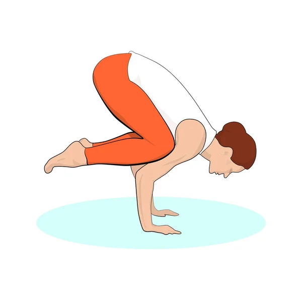 Bakasana-Gleichgewichtsstellung — Stockvektor