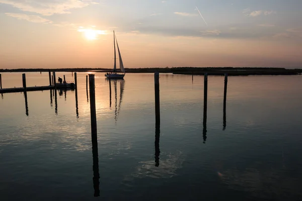 Beau Cliché Lagune Bibione Coucher Soleil — Photo