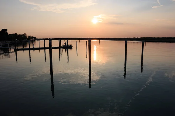 Beau Cliché Lagune Bibione Coucher Soleil — Photo