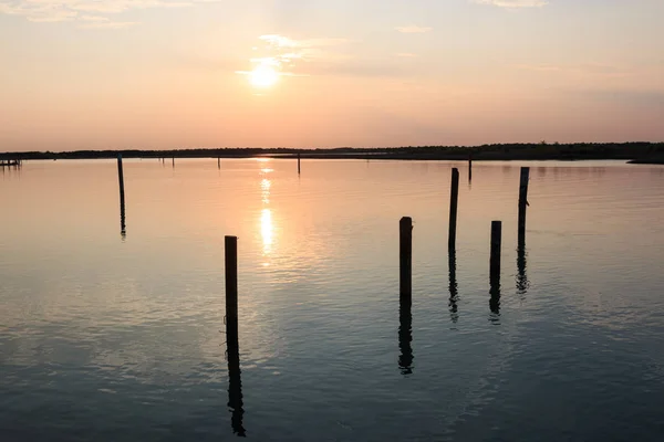 Beau Cliché Lagune Bibione Coucher Soleil — Photo