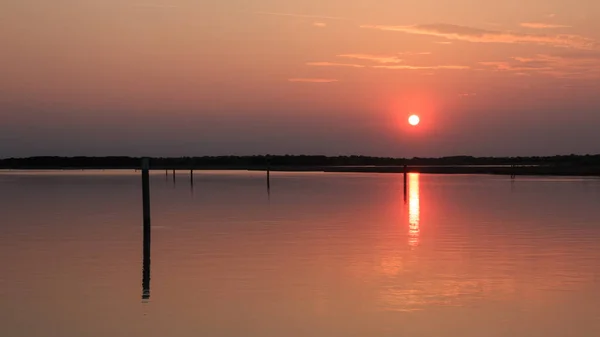 Uma Bela Foto Lagoa Bibione Pôr Sol — Fotografia de Stock