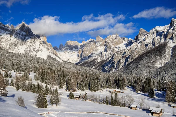 Panorama Invierno Piereni Val Canali Parque Natural Paneveggio Trentino —  Fotos de Stock