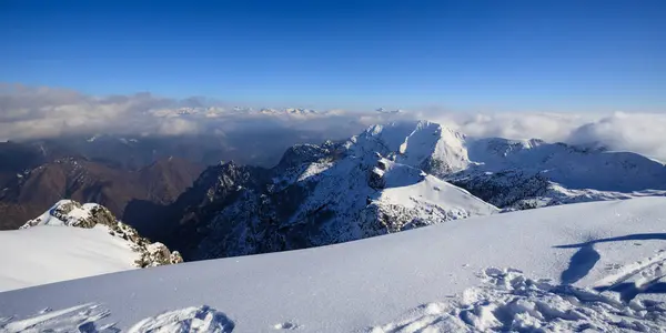 Winter Panorama Vanaf Bovenkant Van Piazzo Orobie Alpen — Stockfoto
