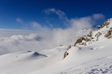 Piazzo - Orobie Alps tepesinden kış panorama