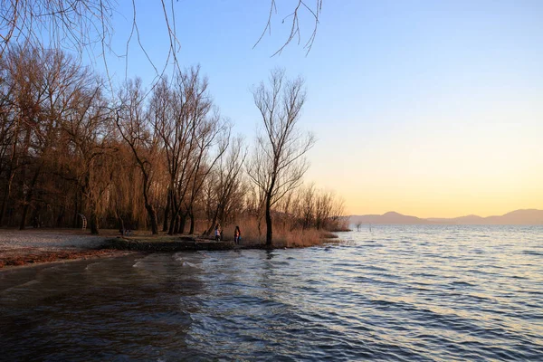 Jezioro Maggiore Pobliżu Laveno Lombardia — Zdjęcie stockowe