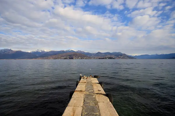 Panorama Sobre Lago Maggiore Desde Stresa — Foto de Stock