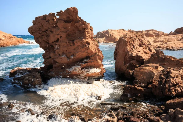 Costa Rocosa Cala Macarella Menorca Baleares — Foto de Stock