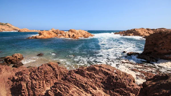 Costa Rocosa Cala Macarella Menorca Baleares — Foto de Stock