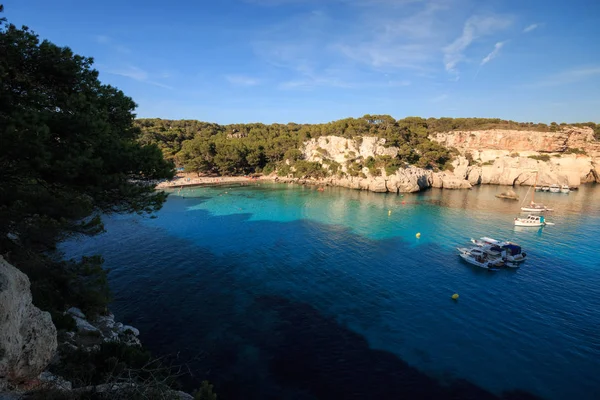 Cala Macarella Nın Güzel Manzarası Menorca Adası Balearic Adaları Stok Resim