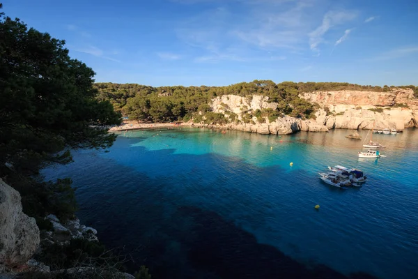 Gyönyörű Kilátás Nyílik Cala Macarella Sziget Menorca Baleár Szigetek Stock Kép