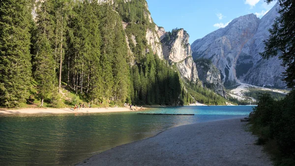 Beautiful View Braies Lake Dolomites — Stock Photo, Image