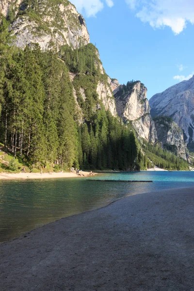 Hermosa Vista Del Lago Braies Dolomitas —  Fotos de Stock