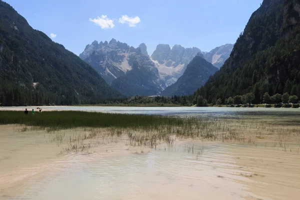 Landro Mount Cristallo Dolomites Içinde Belgili Tanımlık Geçmiş Lago — Stok fotoğraf