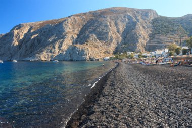 Kamari beach - Ege Denizi'ndeki Santorini Adası