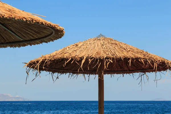 Пляжные Зонтики Берегу Моря — стоковое фото