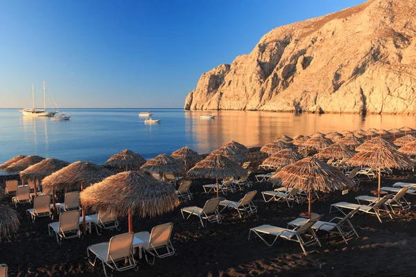 Kamari Strand Morgengrauen Santorini — Stockfoto