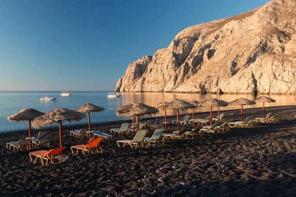 Kamari Beach Bij Dageraad Santorini — Stockfoto