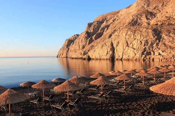 Kamari Strand Morgengrauen Santorini — Stockfoto