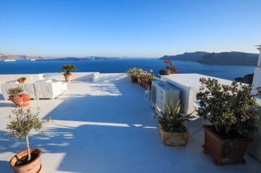 Santorini adasının güzel manzarası, Yunanistan 