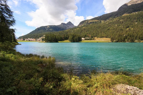 Piękny Widok Jezioro Champfer Engadine — Zdjęcie stockowe