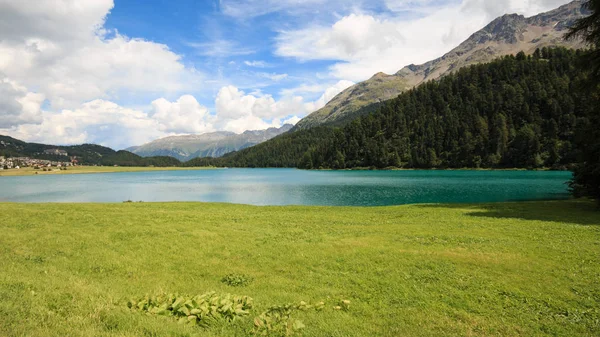 Beau Paysage Lac Champfer Engadine — Photo