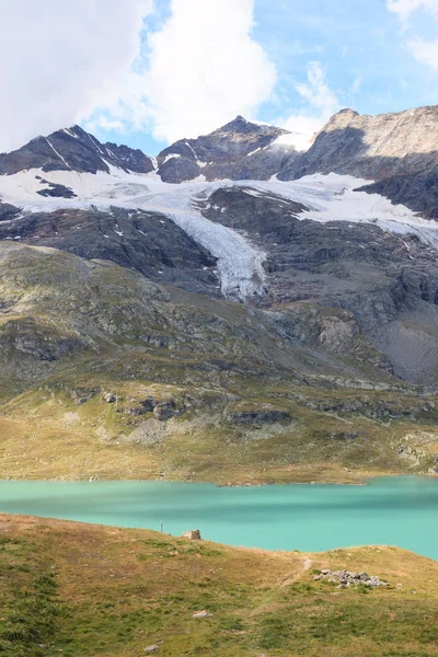 Lago Bianco Ghiacciaio Passo Del Bernina — Foto Stock