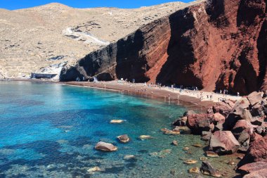 Kızıl sahilin güzel manzarası - Santorini adası