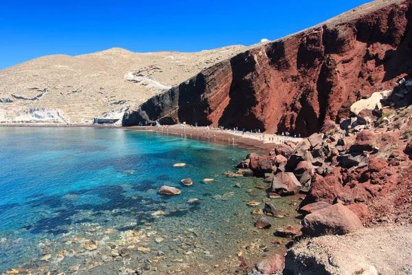 Kızıl Sahilin Güzel Manzarası Santorini Adası — Stok fotoğraf