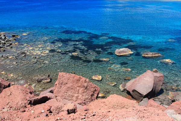 Красивый Вид Пляж Влычада Санторини — стоковое фото