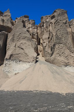 Vlychada sahilindeki dik kayalıklar - Santorini