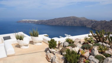 Santorini adasının güzel manzarası, Yunanistan 