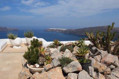 Santorini adasının güzel manzarası, Yunanistan 