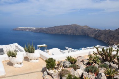 Santorini adasının güzel manzarası, Yunanistan 