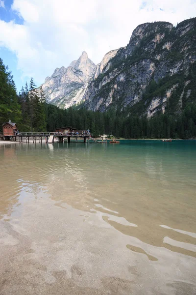 Vackert Landskap Sjön Braies Dolomiterna — Stockfoto