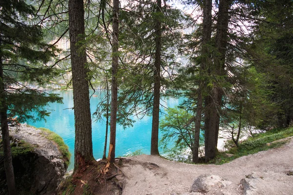 Beautiful Landscape Lake Braies Dolomites — Stock Photo, Image