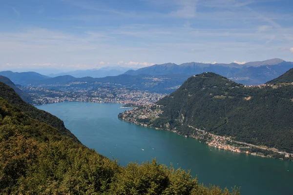 Meer Van Lugano Vanuit Intelvi Vallei — Stockfoto