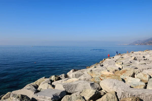 Hermosa Vista Costa Del Mar Camogli Pueblo Liguria —  Fotos de Stock