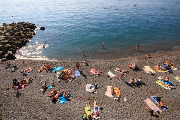 Hermosa Vista Playa Del Pueblo Camogli Liguria — Foto de Stock