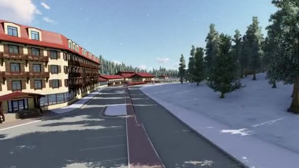 Skigebiet mit Parkplatz. — Stockvideo